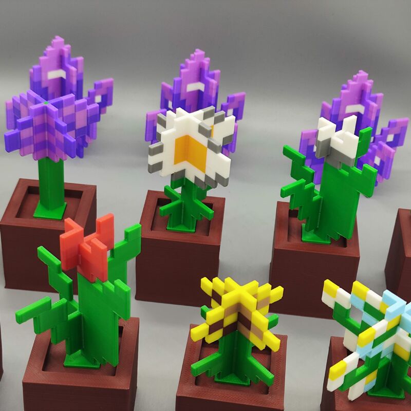 私の世界の植物 3D プリントモデル物理的な家の装飾品青い花美しい耳草モデルモザイク装飾品|undefined