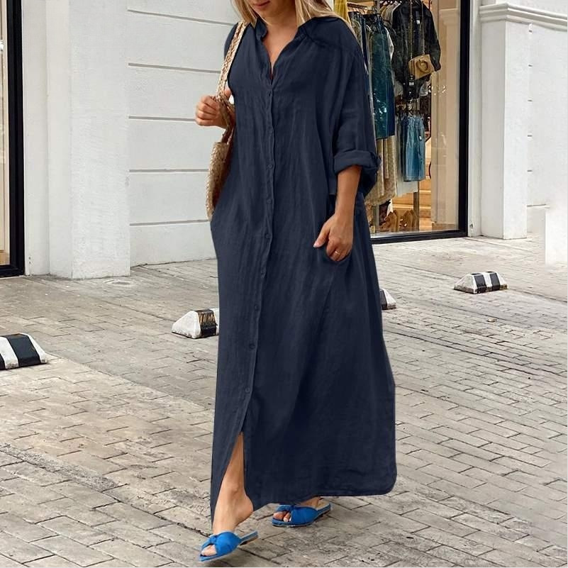 Women's Regular Dress Simple Style Standing Collar Long Sleeve Solid Color Maxi Long Dress Holiday Daily display picture 12