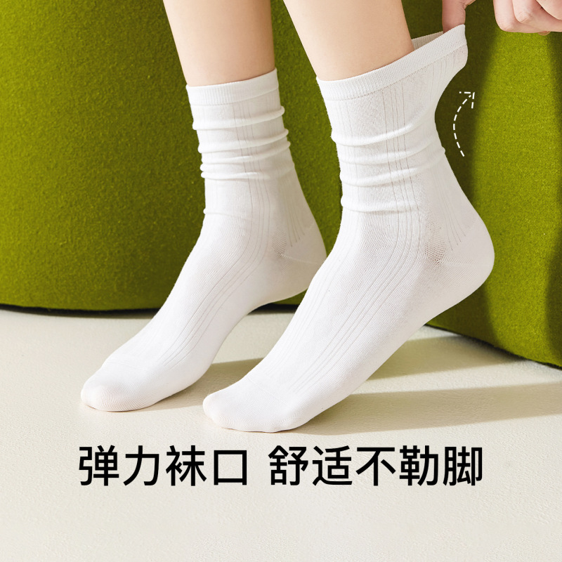 袜子女秋冬季吸汗堆堆袜松口棉袜洞洞鞋白色无骨月子袜配小皮鞋|undefined