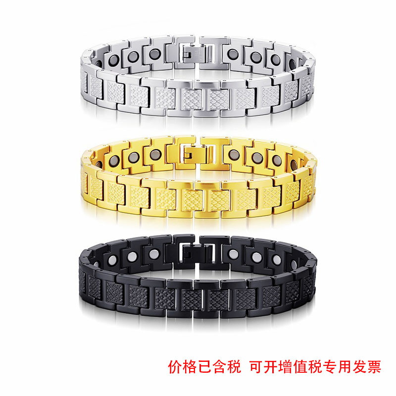 Cross-border Hot Sale Engraved Crocodile Stainless Steel Magnetic Bracelet Men's Adjustable Strap Bracelet 18k Gold Fadeless Hand
