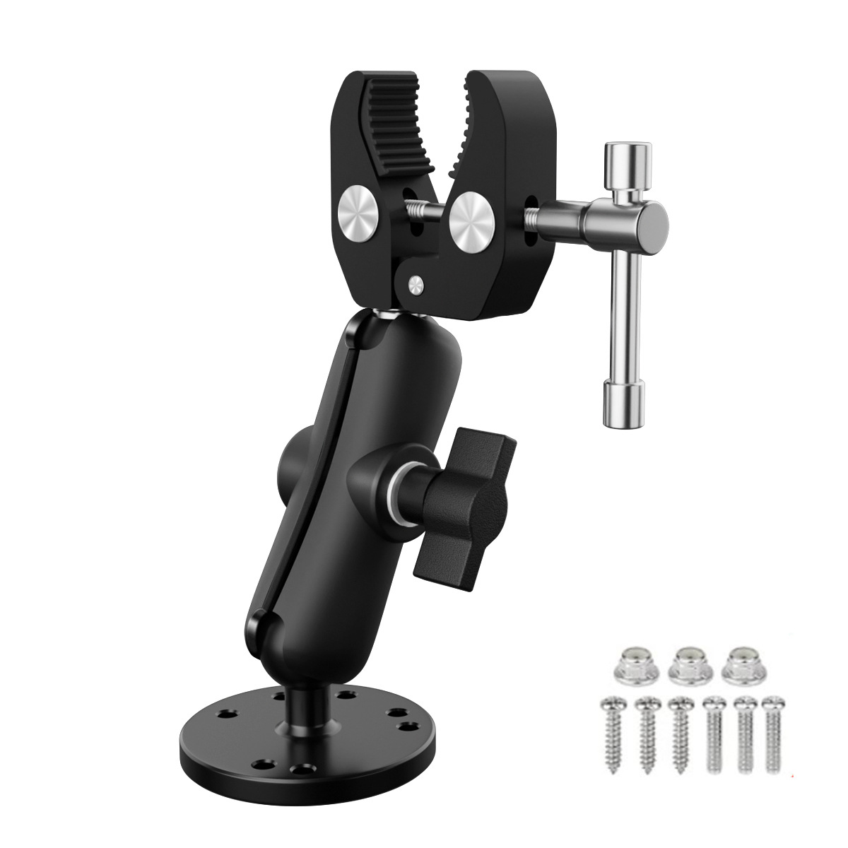 Aluminum Alloy 1-Inch Ball Head Boat Bracket Round Hole Drill Quick Release Clamp