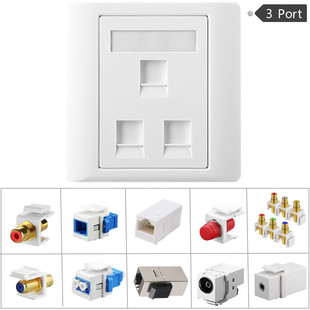 86 three-port 3-hole information panel computer multimedia socket optical fiber audio six types of network TV TV9.5 panel