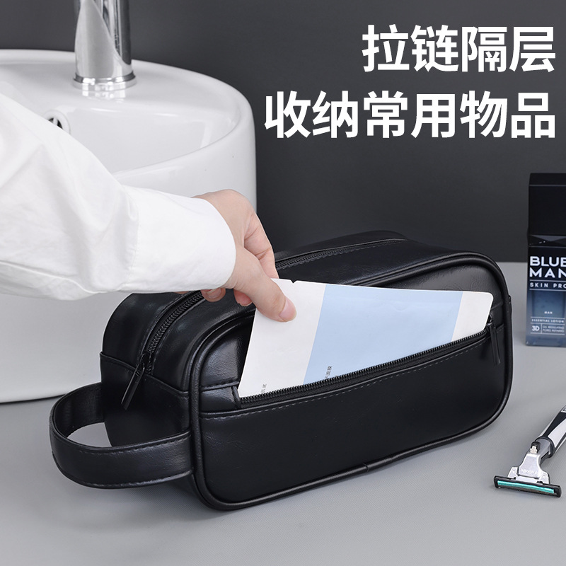 Men's Toiletry Bag Pu Portable Cosmetic Bag Large Capacity Waterproof Cosmetics Storage Bag for Fitness, Travel and Business Trips