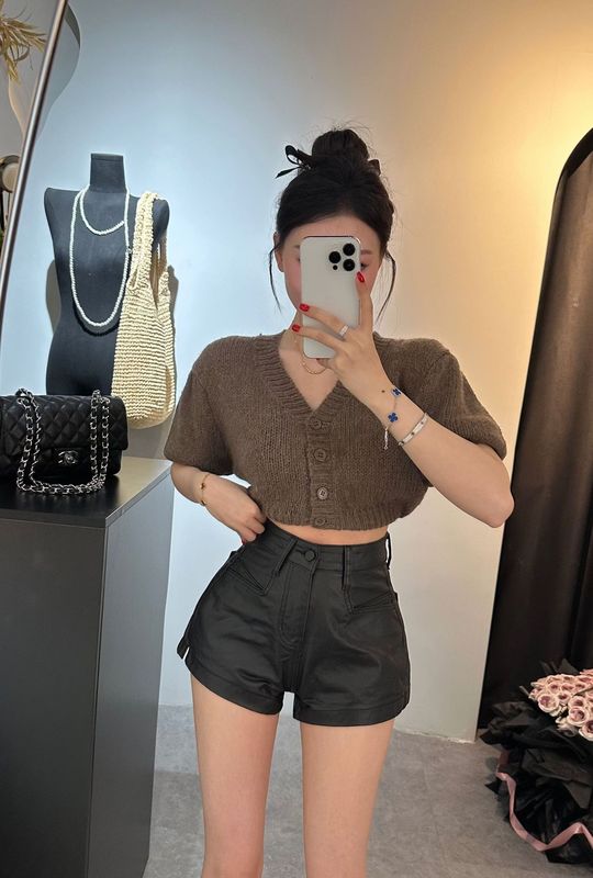 韩魅儿工装裤女夏季新款韩版高腰显瘦设计感涂层短裤潮裤子7016|undefined
