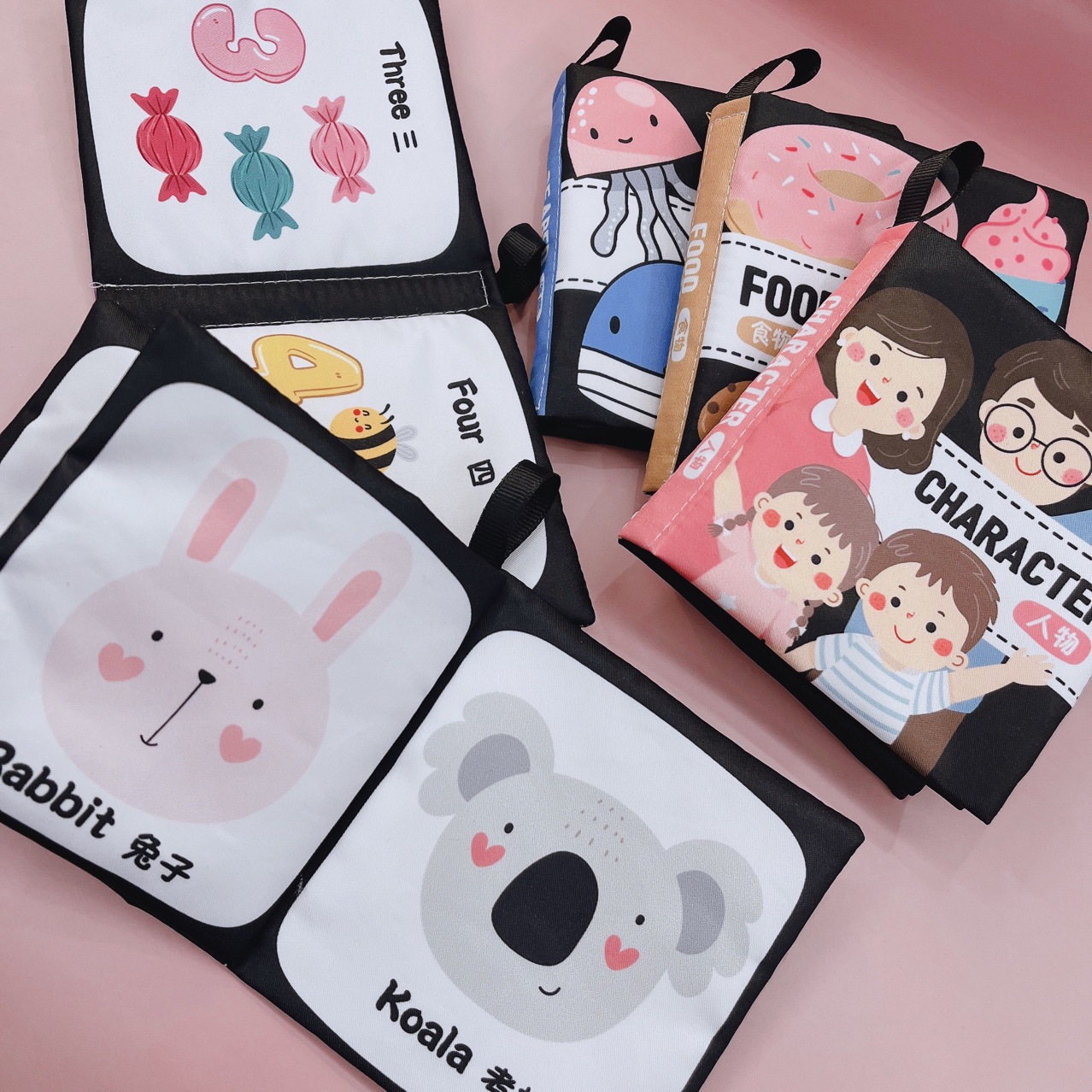 Nuevo producto blanco y negro libro de tela para bebés puede roer juguetes cognitivos libros de tela infantil educación temprana no rasgar libro de juguetes de papel