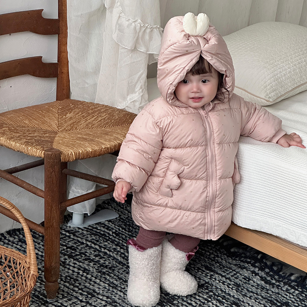 2024 invierno bebé abrigo coreano lindo super lindo vestido de salida niña niño chaqueta de algodón de gas extranjero grueso cálido