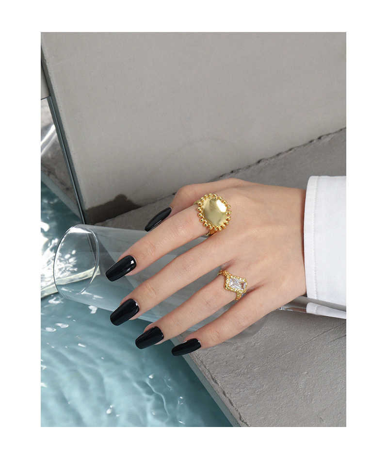 Fashion Square Sterling Silver Open Ring Plating Inlay Zircon 925 Silver Rings