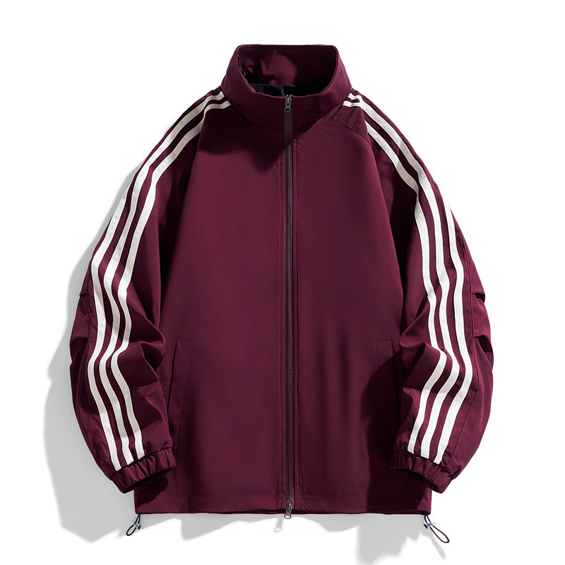 Cross-Border Wholesale American-Style Sports Jackets for Men and Women, Spring and Autumn Casual Stand-Collar Striped Sports Tops, Jackets, One-Piece Drop Shipping