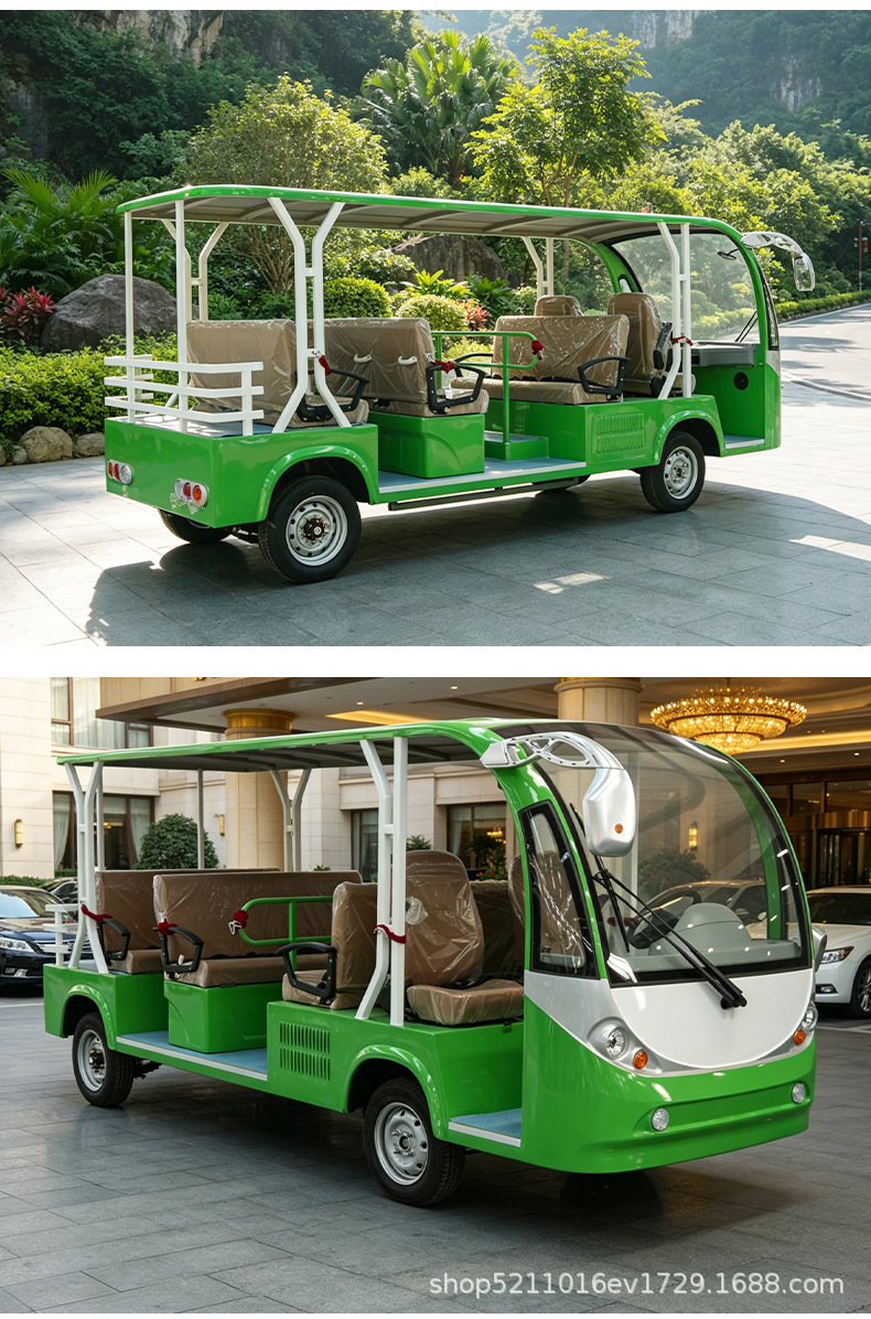 Fuel-powered bus, electric four-wheel sightseeing vehicle, scenic area reception golf cart, property security electric patrol vehicle
