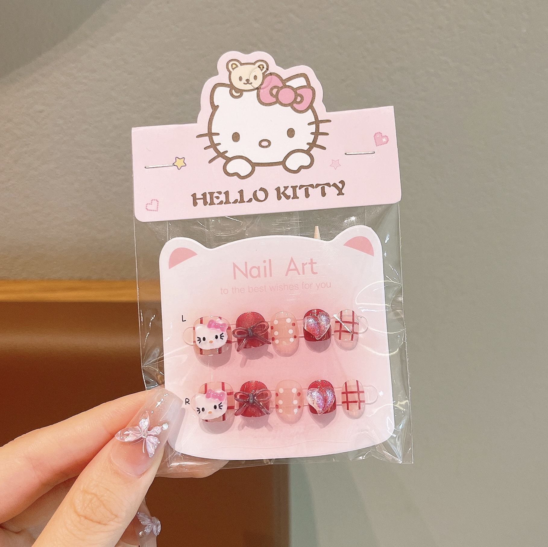 Niños Kulomi dibujos animados bebés usar uñas niñas lindas manicure parches de uñas impermeables para usar