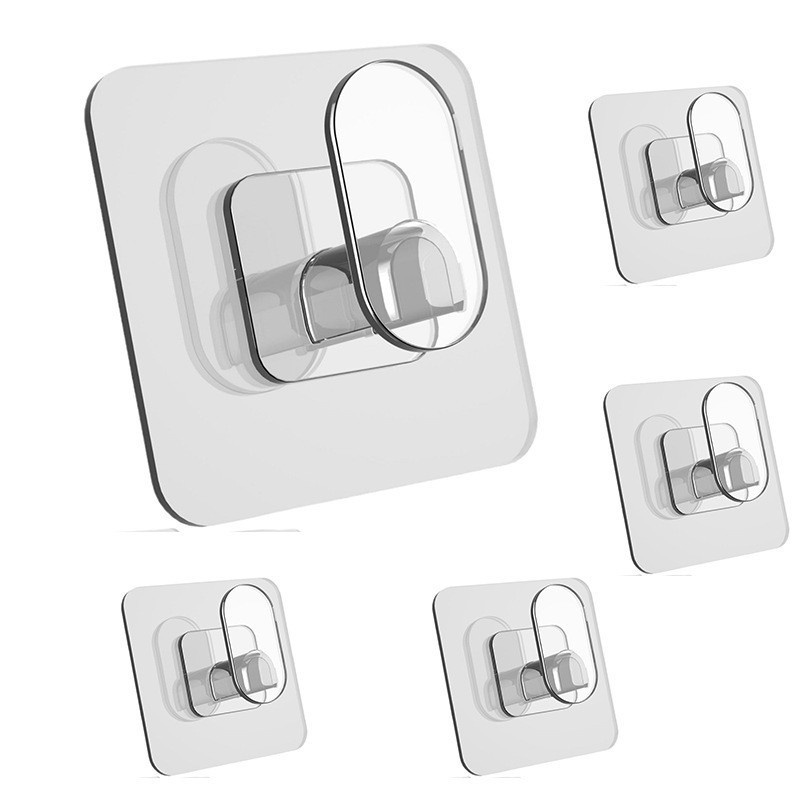 Cross-Border Square Adhesive Hooks for Kitchen and Bathroom, Traceless Strong Clothes Hooks, Transparent, Fashionable, Load-Bearing, Creative Adhesive Hooks