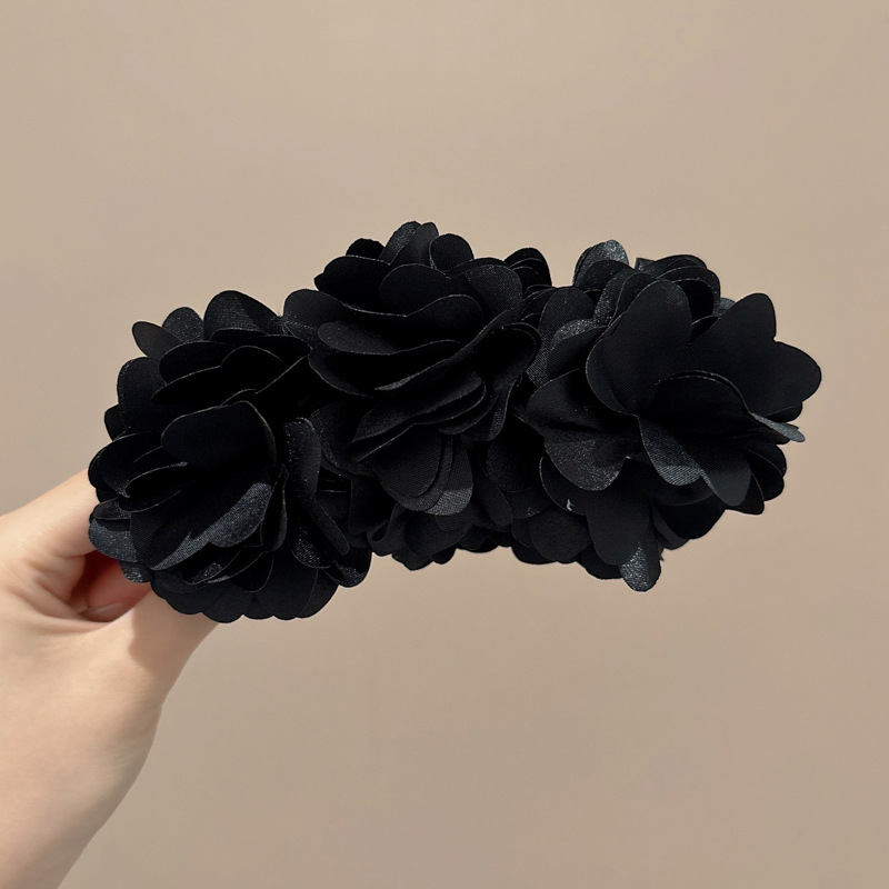 Pinza para el cabello de flor rosa para mujer 2025 nuevo clip de agarre para el cabello con placa posterior de la cabeza grande clip de tiburón de flor para la cabeza horquilla