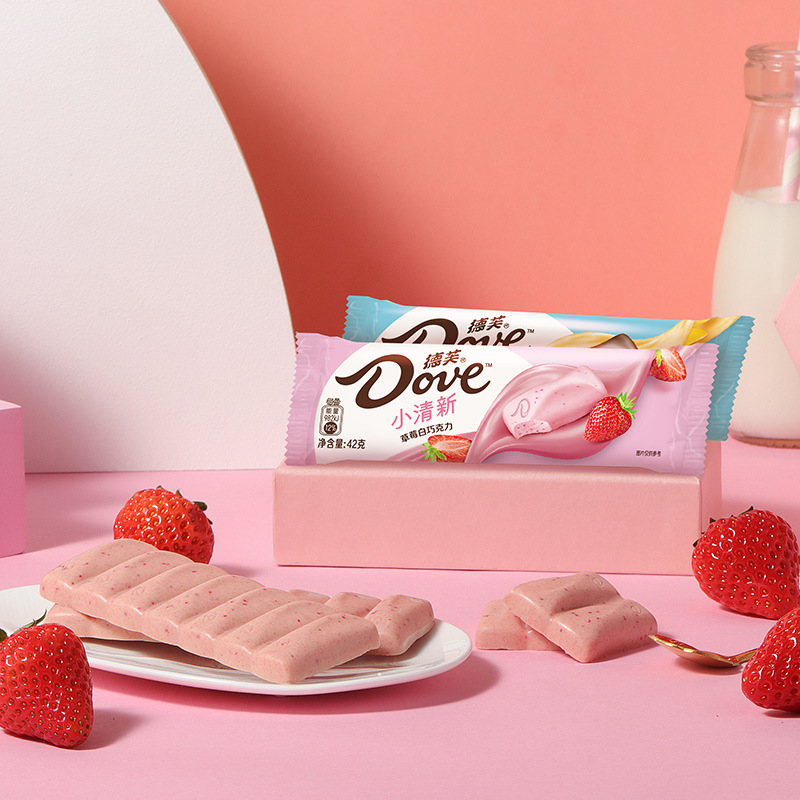 Dove Small Fresh Milk White Chocolate Bars 42g*12 Fruit Flavor Cookies Silky Milk 43g Candy Zero
