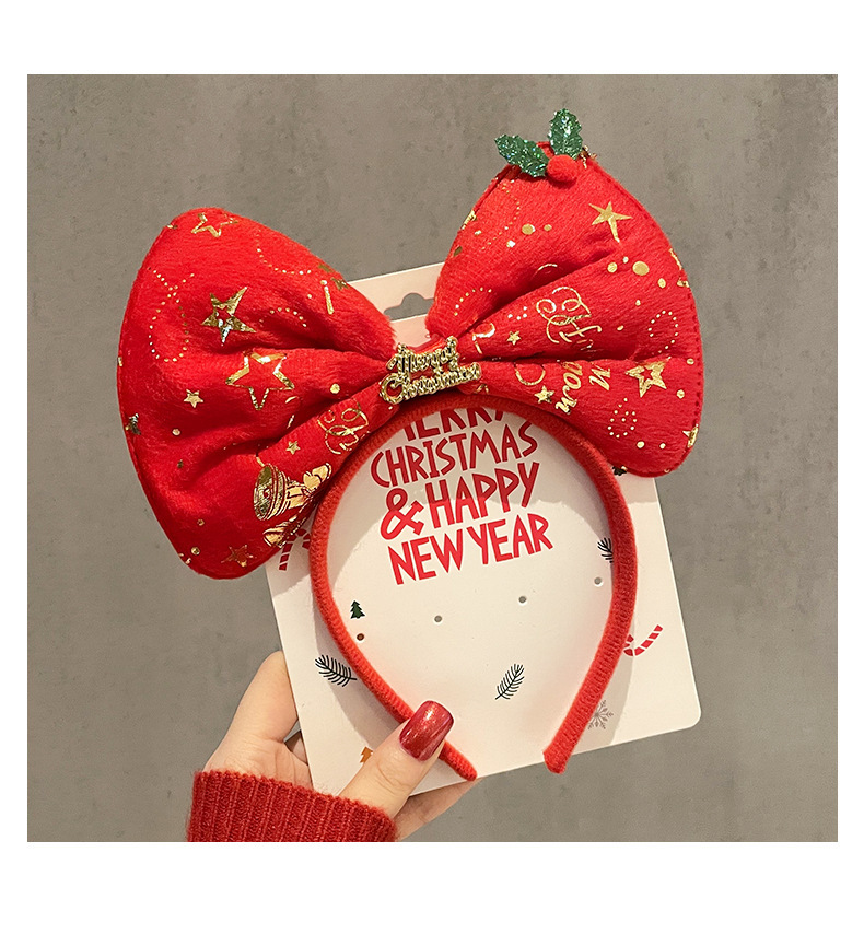 Weihnachtsclips für weibliche Hirschgeweihe, dekorative Geschenke, große Schleifen-Stirnbänder, Haar-Accessoires, Kopfbedeckungen_voghion.com