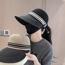 新款女士帽子夏季防晒大檐空顶沙滩遮脸渔夫帽紫外线太阳帽遮阳帽