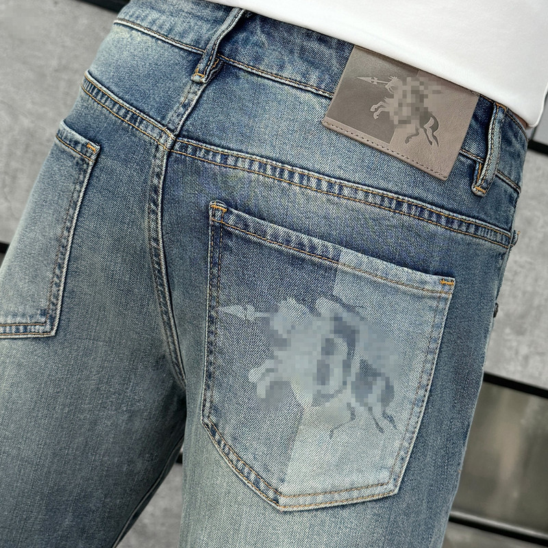 Guangzhou Xintang Jeans Men's Korean Stretch Slim-fit Thin High-end Quality Cross-border European Embroidery B Guangzhou Xintang Jeans Men's Korean Stretch Slim-fit Thin High-end Quality Cross-border European Embroidery B