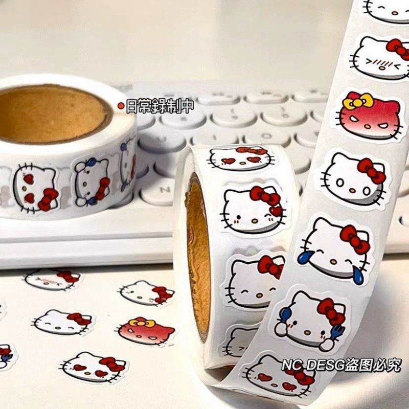 Наклейка в стиле Xiaohongshu с котиком, декоративная, для блокнота/ручного учёта, мультяшная милая наклейка-пломба, DIY наклейка