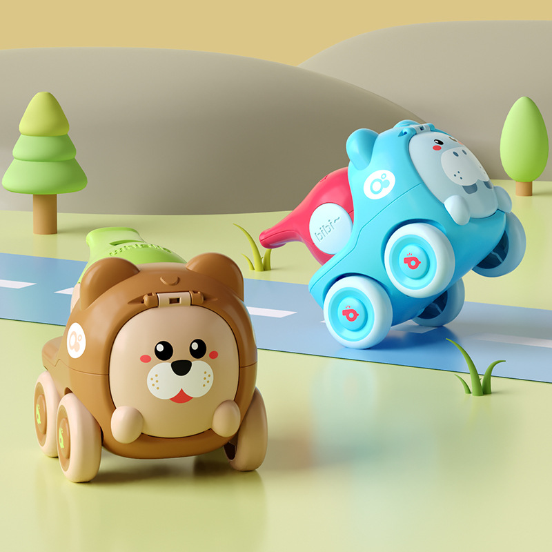 Nuevo animal inercia silbato coche animal snack bolsillo de almacenamiento coche cochecito juguetes educativos para niños