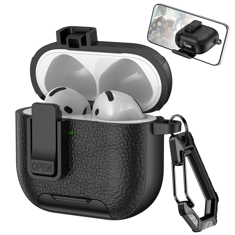 新型AirPods Pro 3保護ケース 第4世代イヤホン保護ケース Apple Bluetoothイヤホン保護ケース 携帯電話スタンド|undefined