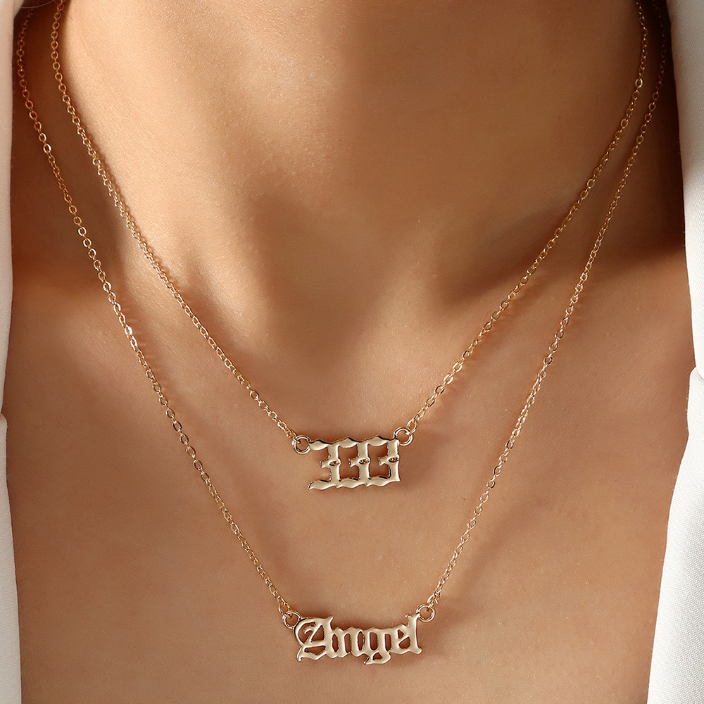 Angel Lucky Number Angel Letter Necklace 2 Pieces display picture 13
