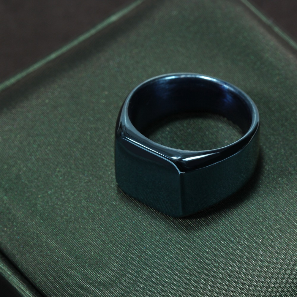 Plating Design Popular Simple Casting Square Men's Personality Ring Glossy Titanium Steel Ring Stainless Steel Ornament