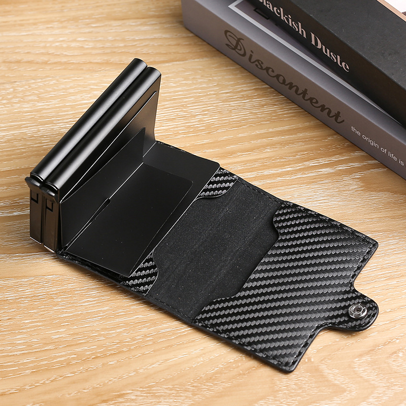 2024 New Fashionable and Minimalist Double layered Multi slot Automatic Card Bag Credit Card Cover Metal Card Box Money Clip for Men and Women_voghion.com