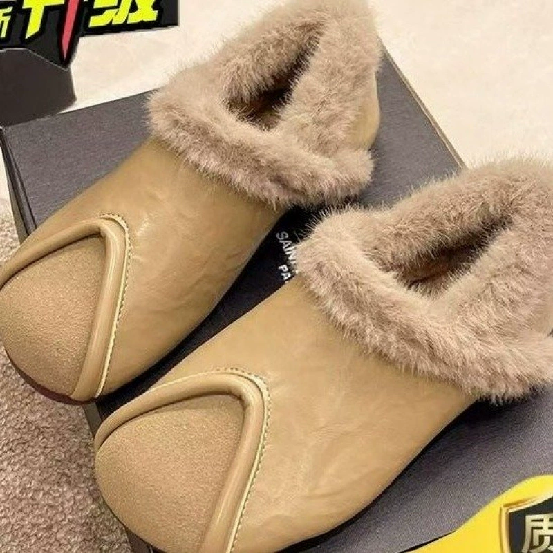 Зимняя матовая обувь на флисе, тёплые туфли