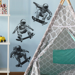 外貿個性宇航員滑板兒童臥室宿舍玄關家居裝飾牆貼貼紙自粘批發