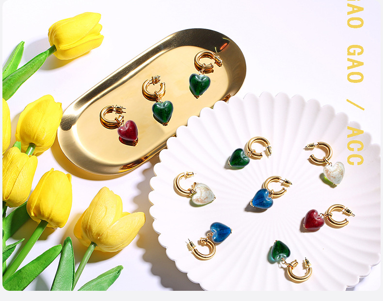 DIY Jewelry Accessories Classification 20 PCS/Package 12*12mm 20*20mm Glass Heart Shape Beads