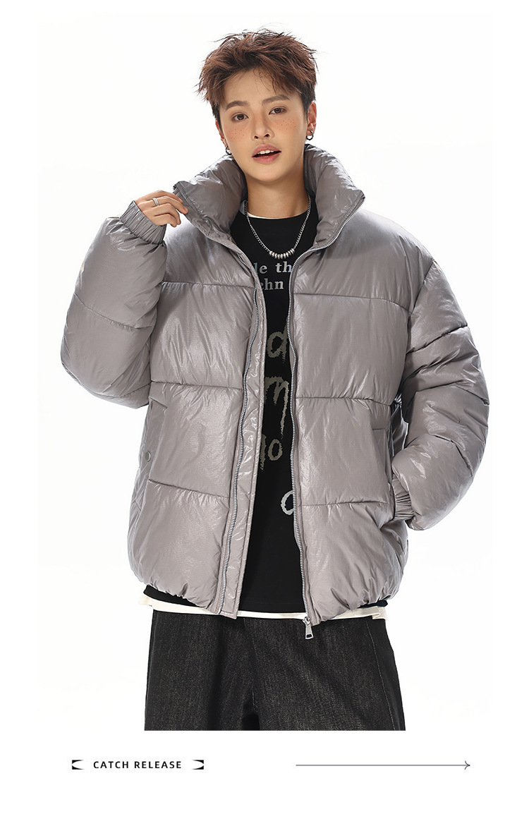 Nylon-Baumwollwattierte Kleidung für Damen und Herren, lockere Baumwollwattierte Jacken, Brotkleidung, Stehkragenjacken für Herren_voghion.com