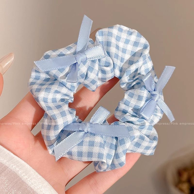 3#체크무늬 머리끈 10cm