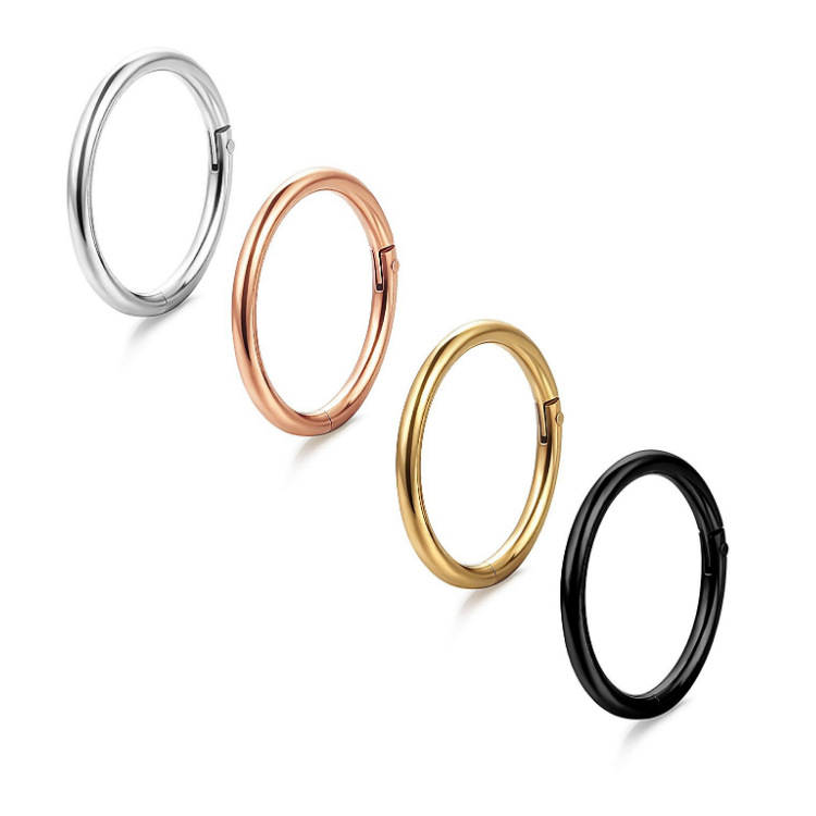 316L Stainless Steel Material 1 Piece 316L Stainless Steel Nose Rings & Studs Circle Waterproof Non Tarnish Surgical Steel Ear Cartilage Rings & Studs Nose Rings & Studs