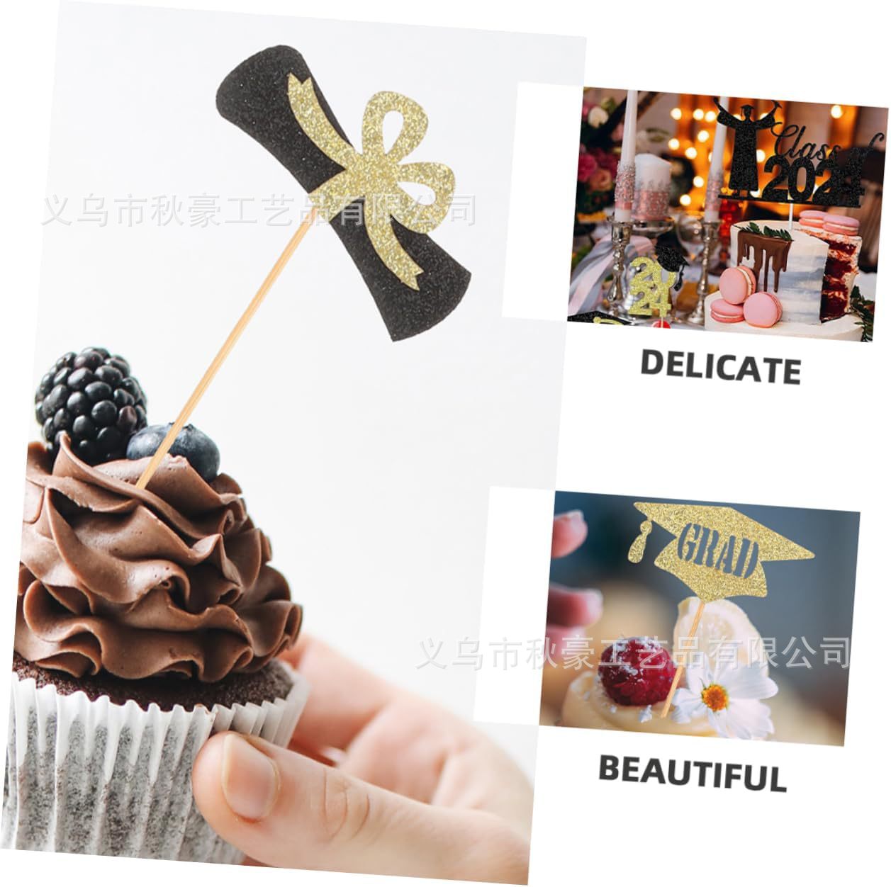 Cupcake sombrero de temporada de graduación tarjeta de tarjeta nueva decoración de la fiesta de graduación de decoración de sombrero de graduación