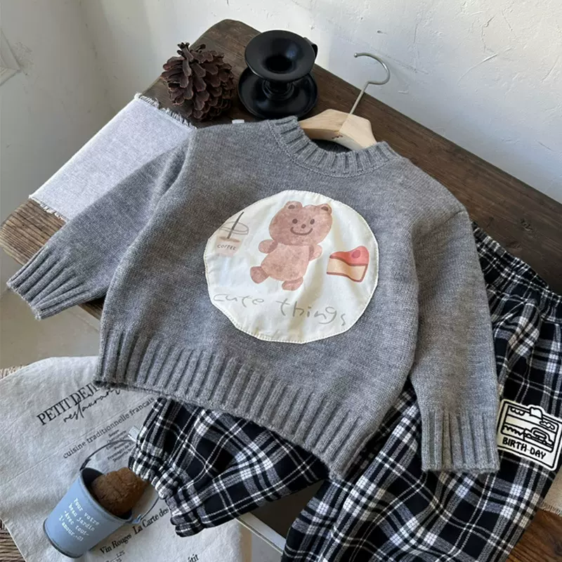 【现货】男童毛衣2025秋冬新款男童保暖卡通长袖毛衣上衣QM256320