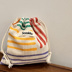 32133 Line Drawstring Closure Storage Bag Simple Travel Divided Organizing Bag Portable Small Bag Makeup Bag