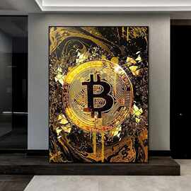创意绘画比特币海报印刷JIT代发来图打印海报外贸入仓货源虾皮