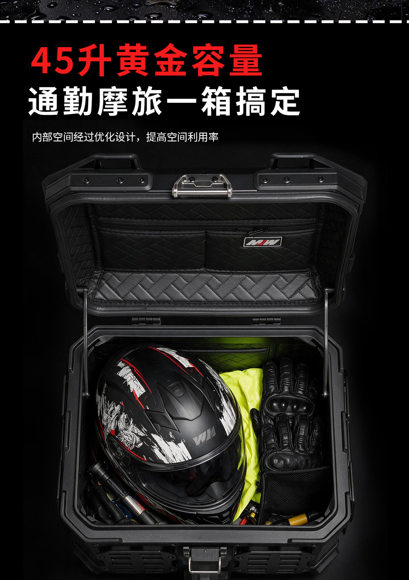 Motorcycle Mjw45L55L New Model Bm Lock First-Generation Armor Pro Aluminum Alloy Tail Box Quick-Release Travel Toolbox