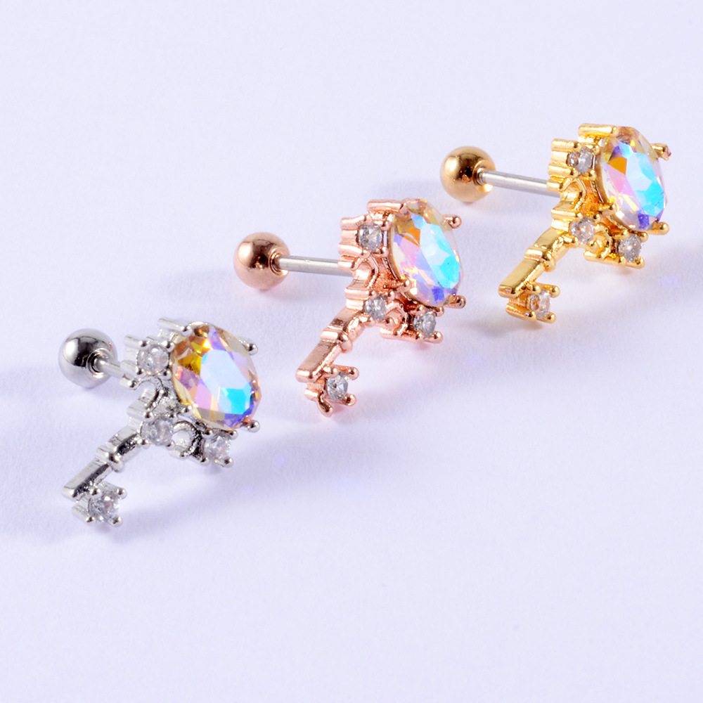 1 Piece Quantity Street Occasion Stainless Steel Material 1 Piece Simple Style Waves Heart Shape Butterfly Plating Inlay Stainless Steel Artificial Gemstones Ear Studs