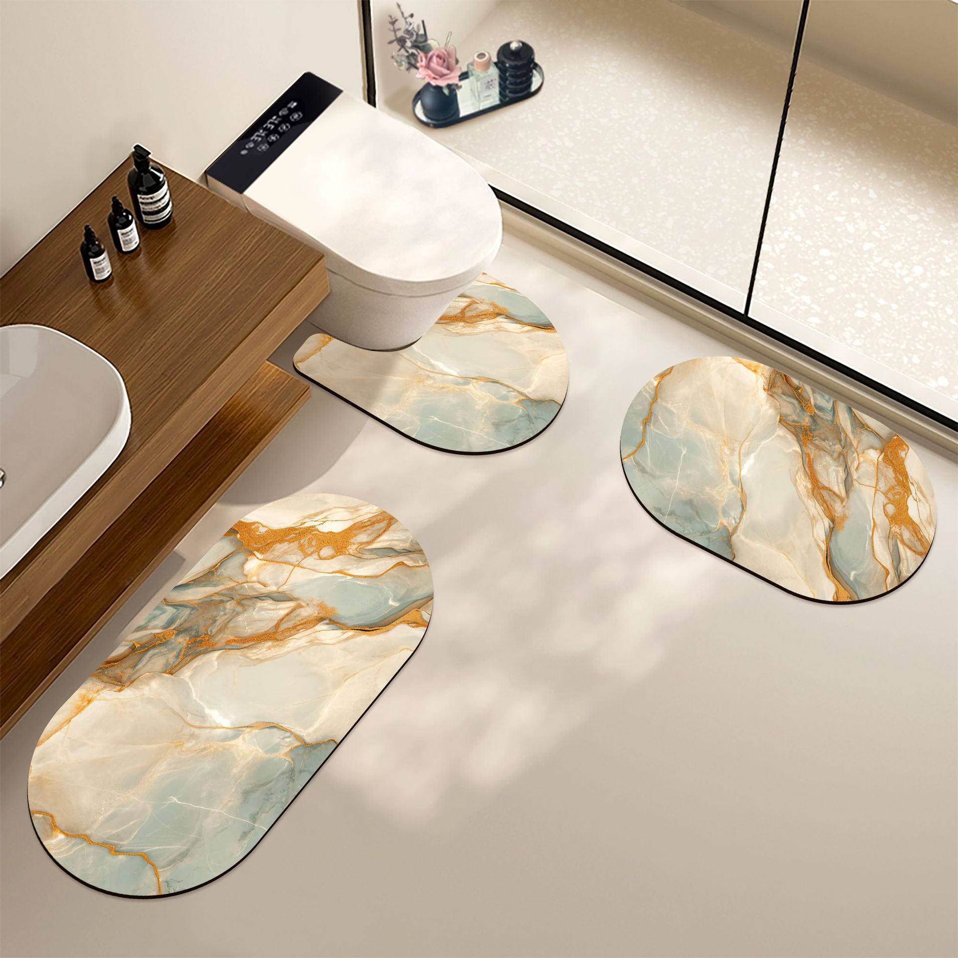 Tappeto bagno 3d illusione assorbente antiscivolo stile nordico_voghion.com