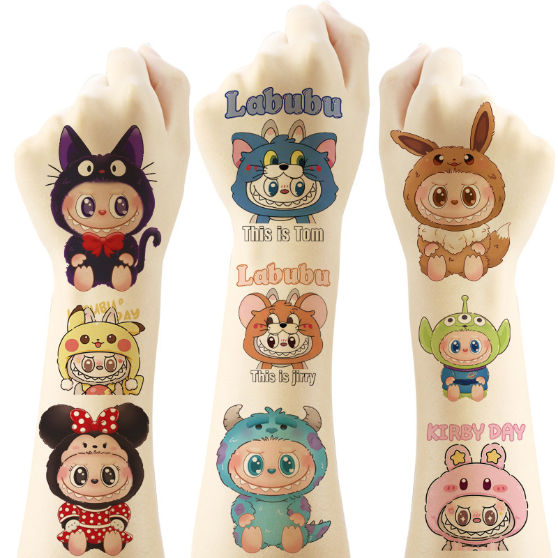 Cross-Border New Labubu Tattoo Stickers 20 Cartoon Tattoo Stickers Water Transfer Disposable Tattoo Birthday Party Cross-Border New Labubu Tattoo Stickers 20 Cartoon Tattoo Stickers Water Transfer Disposable Tattoo Birthday Party