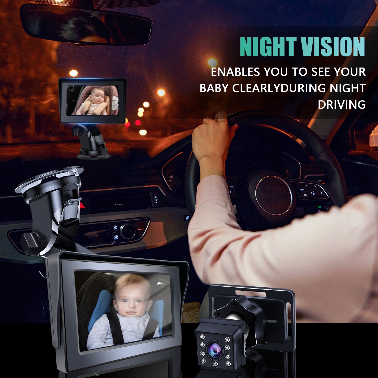 Amazon Bestseller 4.3inch Baby Car Monitor Baby Rearview Camera Baby Car Mirror