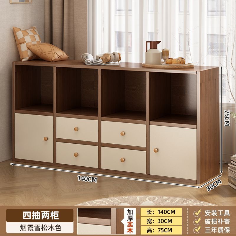 实木书柜置物架落地储物柜靠墙一体幼儿园客厅矮柜子展示柜小书架|undefined