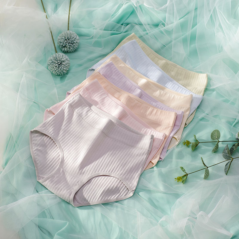 Ropa interior de mujer al por mayor 40 ropa interior de mujer de algodón peinado color sólido alto punto de algodón elástico de cintura alta más ropa interior de mujer de algodón de tamaño