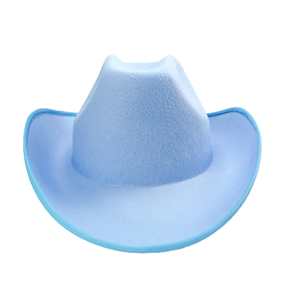 Sombrero de Vaquero Occidental de Fieltro, Borde Ancho y Enrollado para Fiestas