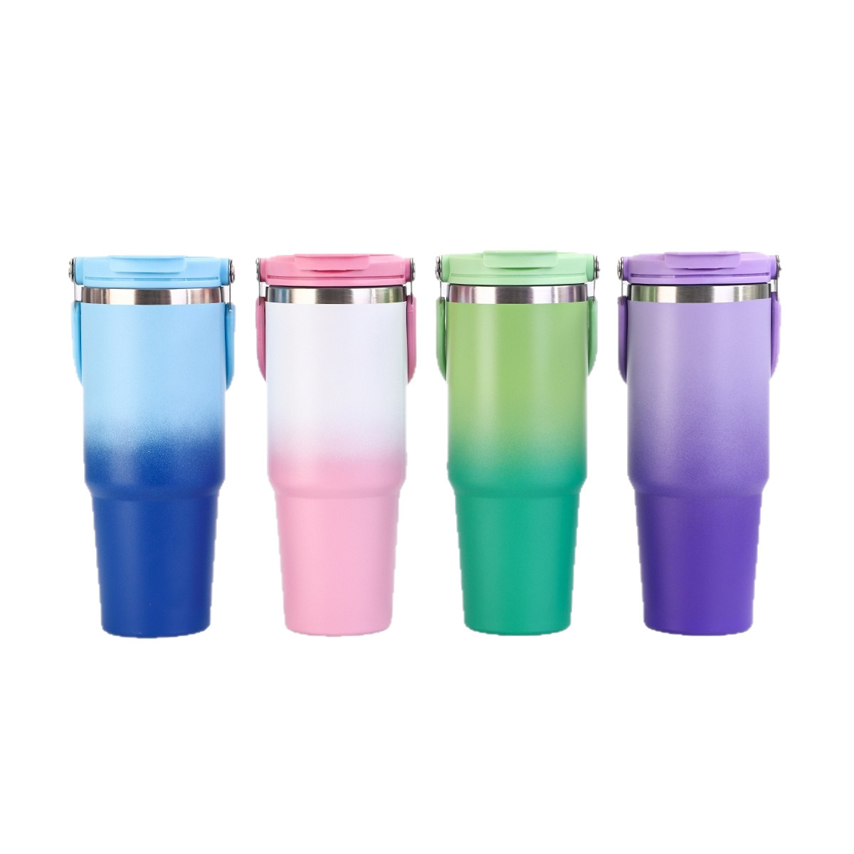 Explosión transfronteriza gradiente 30oz taza de automóvil portátil de gran capacidad con paja 304 taza de aislamiento al vacío de acero inoxidable