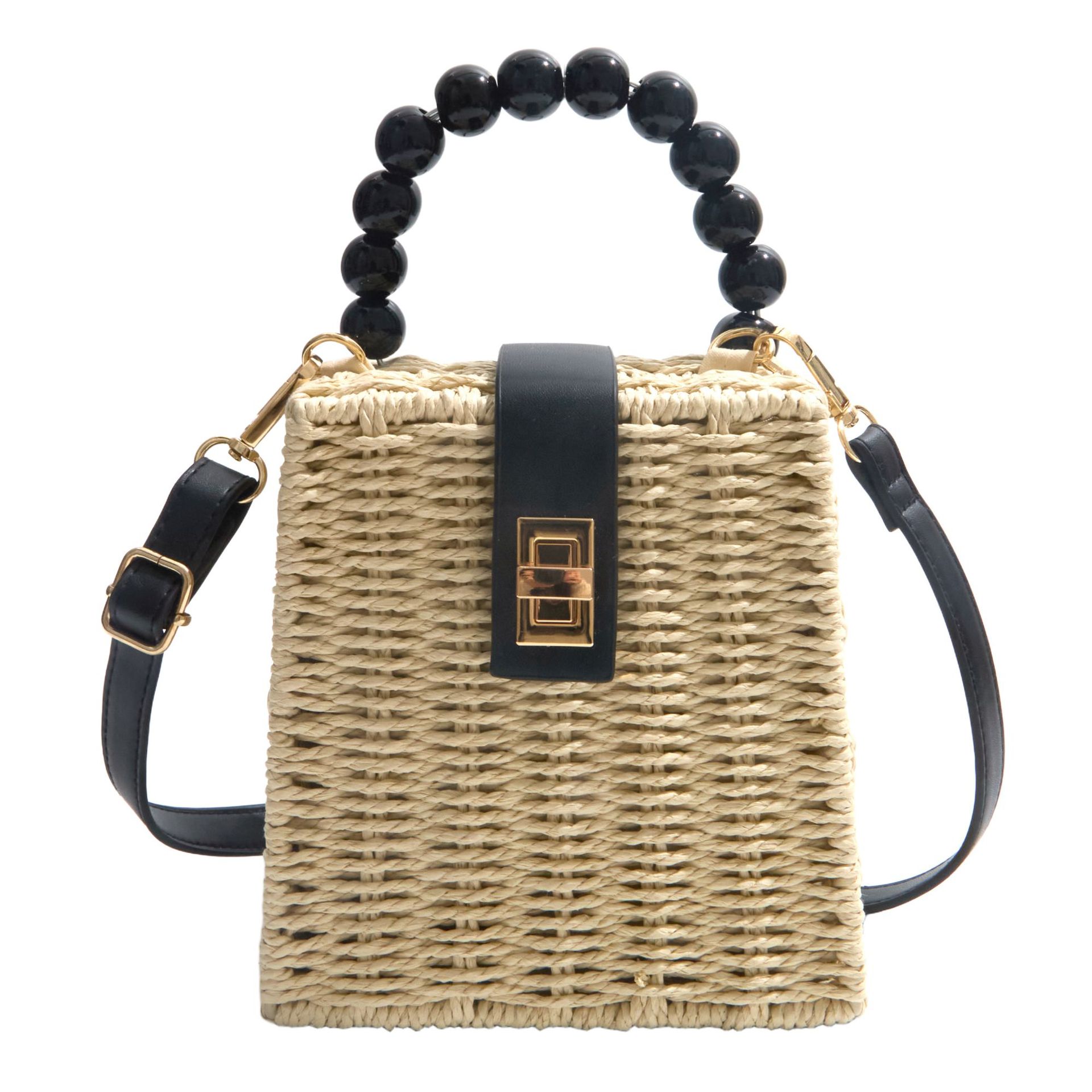 Bolsa de bambú de verano para mujeres 2026 nuevo cubo de caña bolso de tela de paja mini tela de tela portátil bolsa de tejido