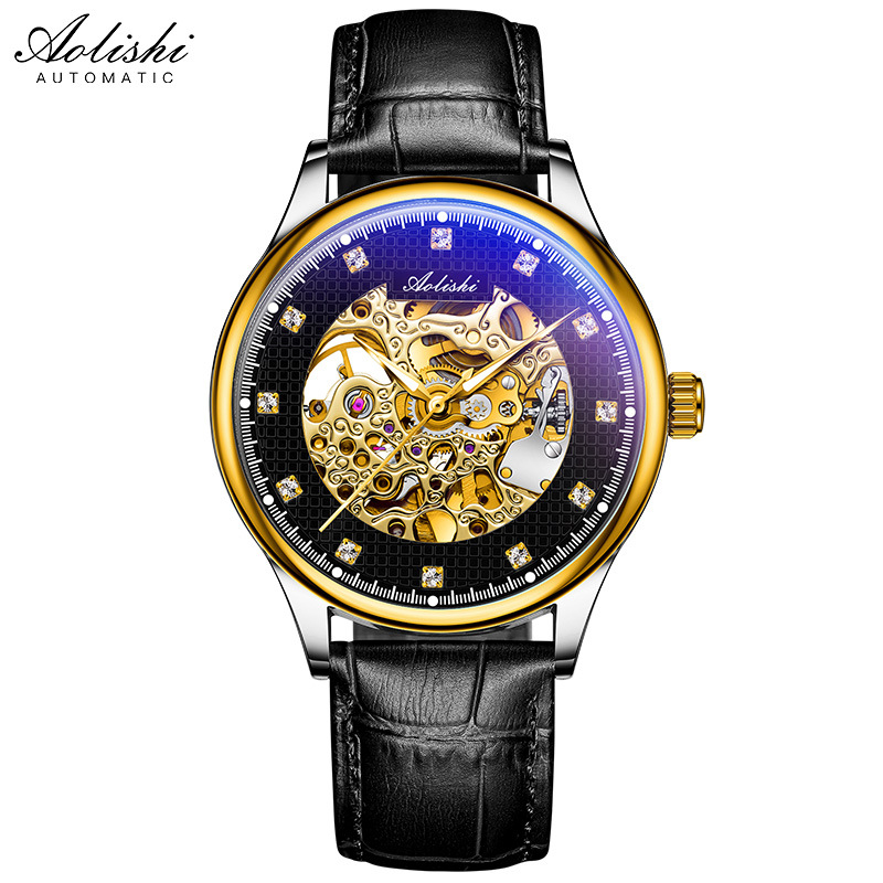 Dây đai đen Vòng vàng mặt đen Rhinestone đổi màu