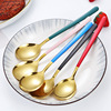 Spoon Household Baking Titanium Plating Titanium Network Red Korean Spoon Creative Polyspace Stainless Steel Eat Spoon Taste Sweet Sweet Sweed