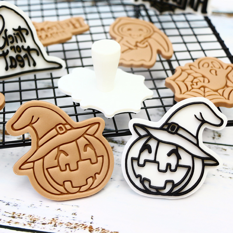 Temas de Halloween molde de galletas dibujos animados horneado molde de flip DIY 3D estereoscopic prensado molde de corte de galletas de helada