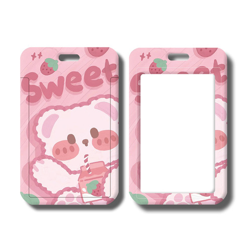 Cartoon slide student card holder anti-lost meal card school card bag embossed male and female bus subway access card protective cover
